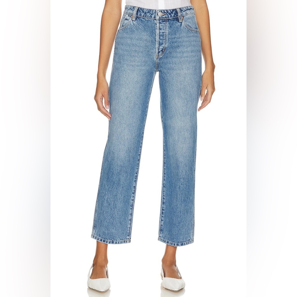 ROLLA’S Classic Straight Ankle Jeans in Mid Blue